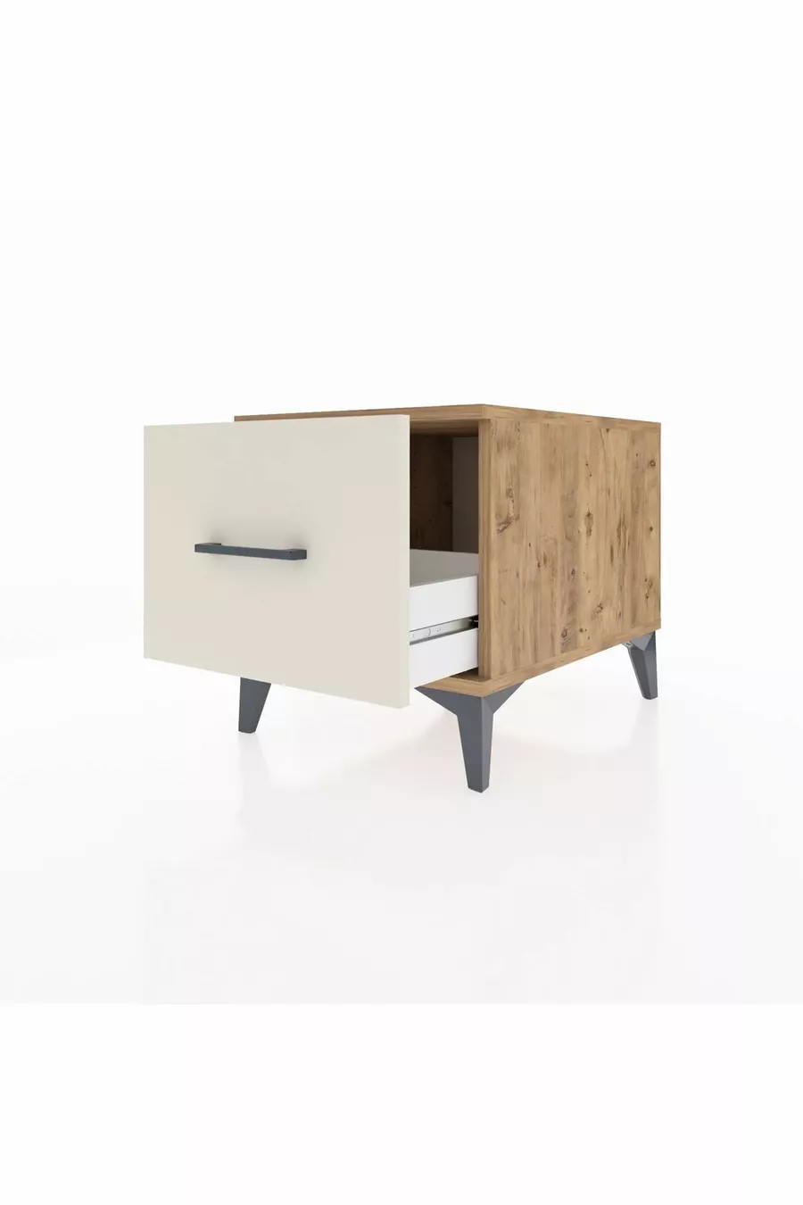 Kronos Comodino con Un Cassetto Pino-Pietra di Luna