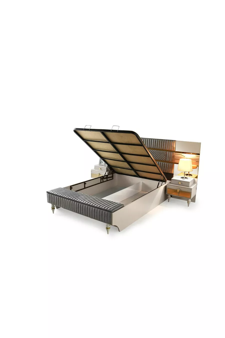 Chambre à coucher Marsilya en MDF avec sommier et banc