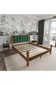 Orion Model Smaragdgroene Gewatteerde Hoofdbord Walnootkleurige Dennenhouten Bed en Twee Nachtkastjes Set