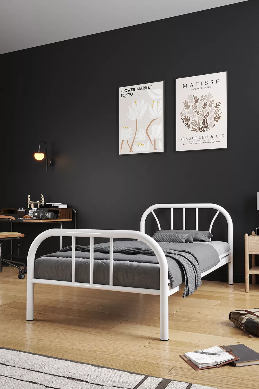 Royal Metal Einzelbett Weiß Schmiedeeisen Bett