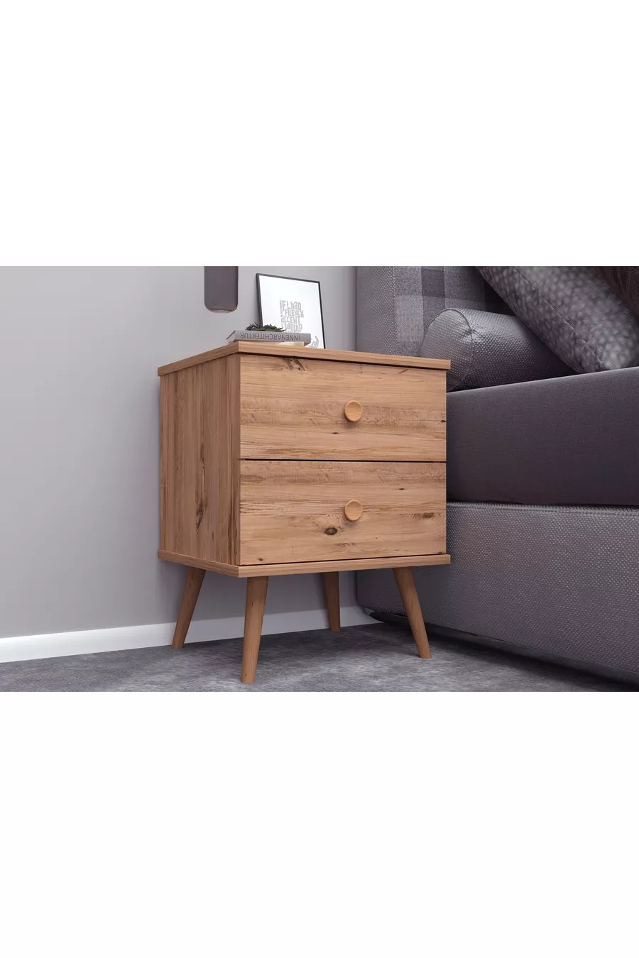 Commode Milas, pieds en bois, pin de l'Atlantique