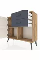 Comò Arges con singolo ripiano, 2 cassetti e 2 ante, pino-pietra di luna/antracite