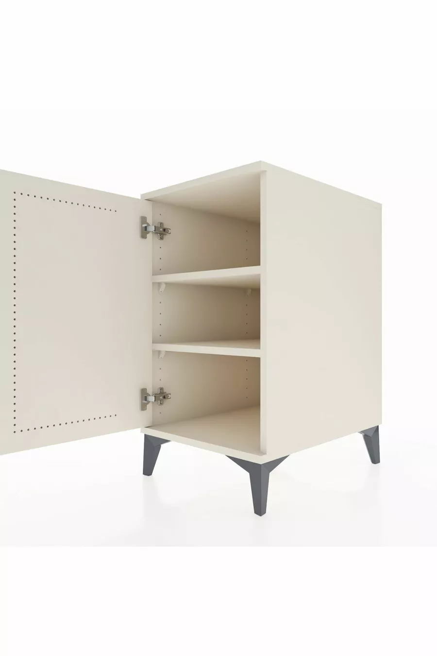 Table de chevet Aura avec 2 étagères et une porte en pierre de lune | Élégante et pratique