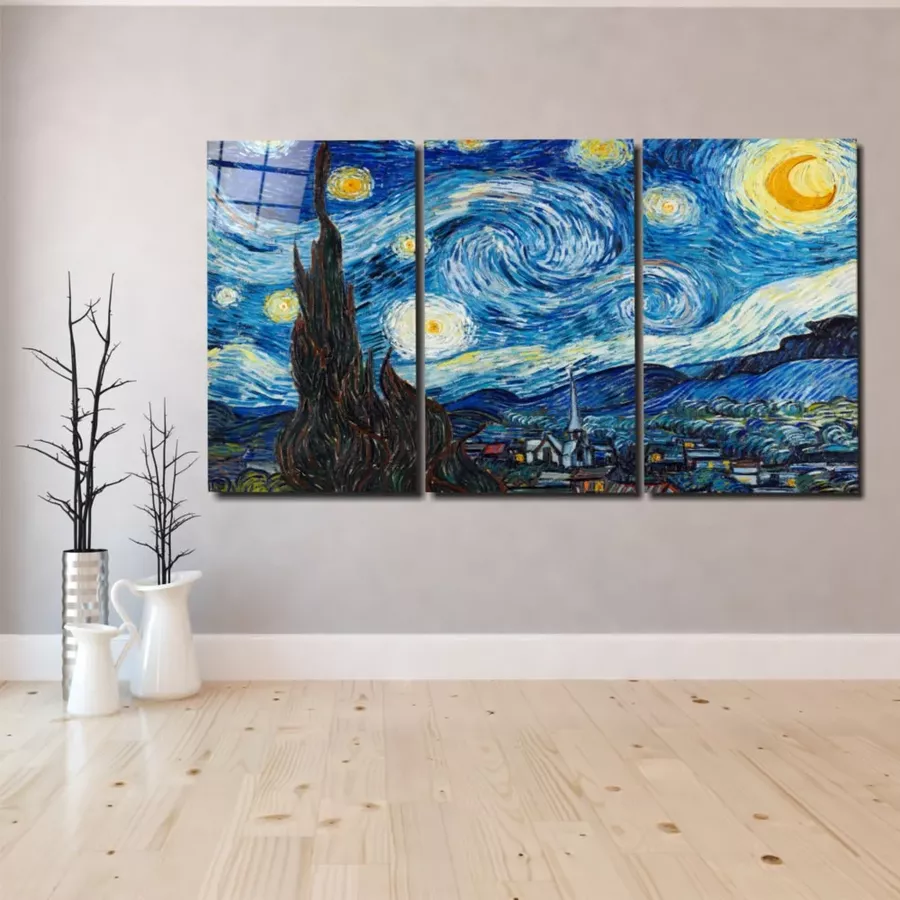 Peinture sur verre géante de La Nuit étoilée de Van Gogh