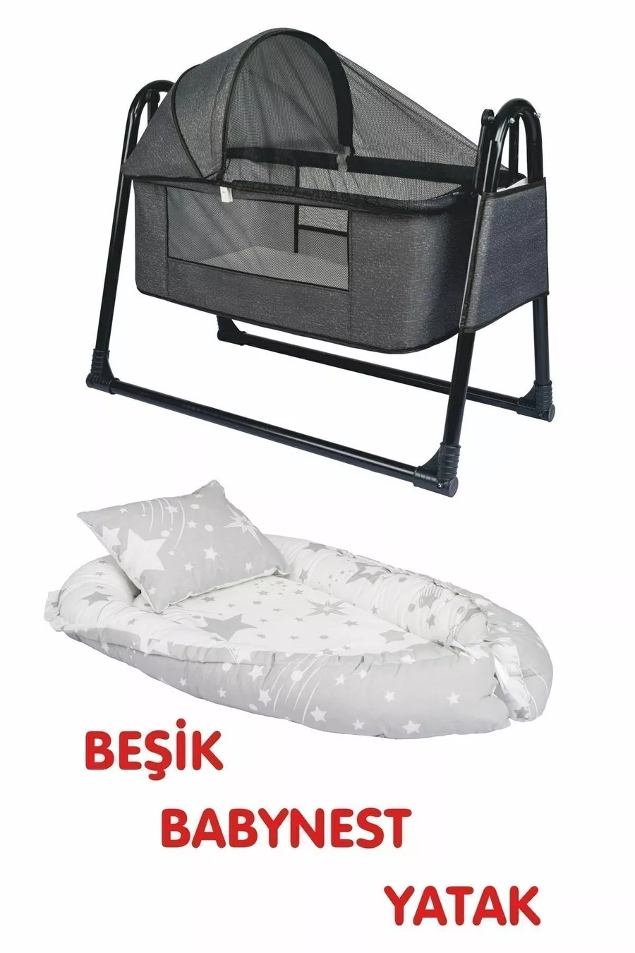 Btrend Babynest Lit et Oreiller + Cadeau Pochette Berceau Bascule Panier Lit Bébé Hamac Ensemble 2 pièces