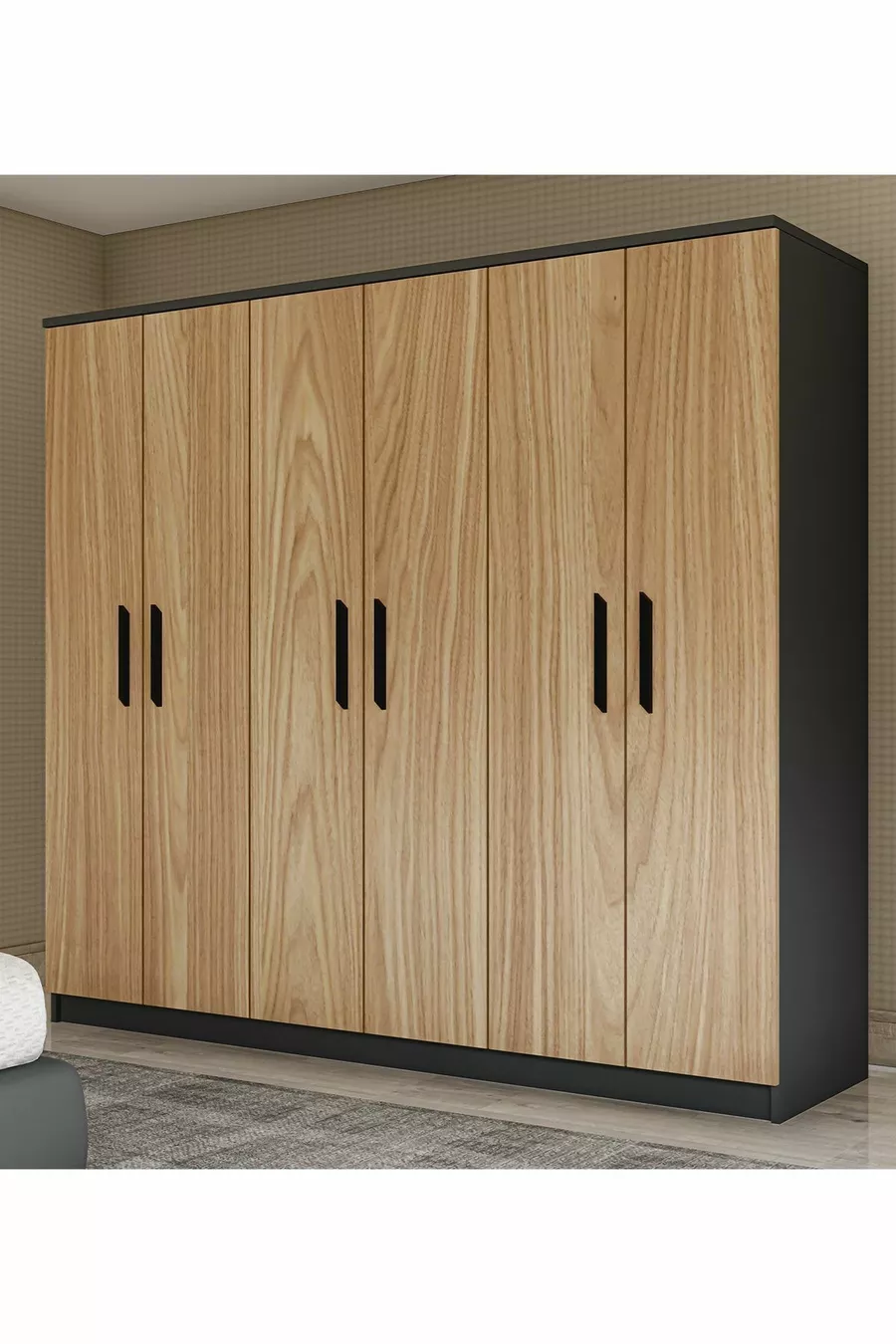 Gm  Armoire préférée 6 portes sans miroir Sonomo - Poignées noir gris anthracite