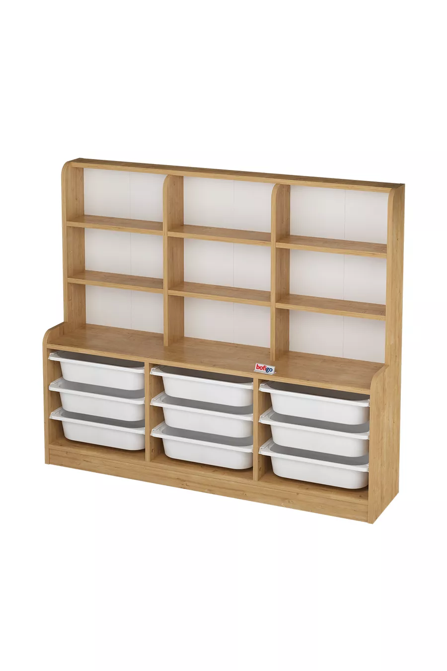 9-Basket 9-Shelf Cabinet Multi-Purpose Cabinet Toy Cabinet Almina Sapphire Oak