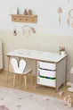 Table d'activités pour enfants à 3 tiroirs avec rouleau de papier pour dessin et chaise lapin