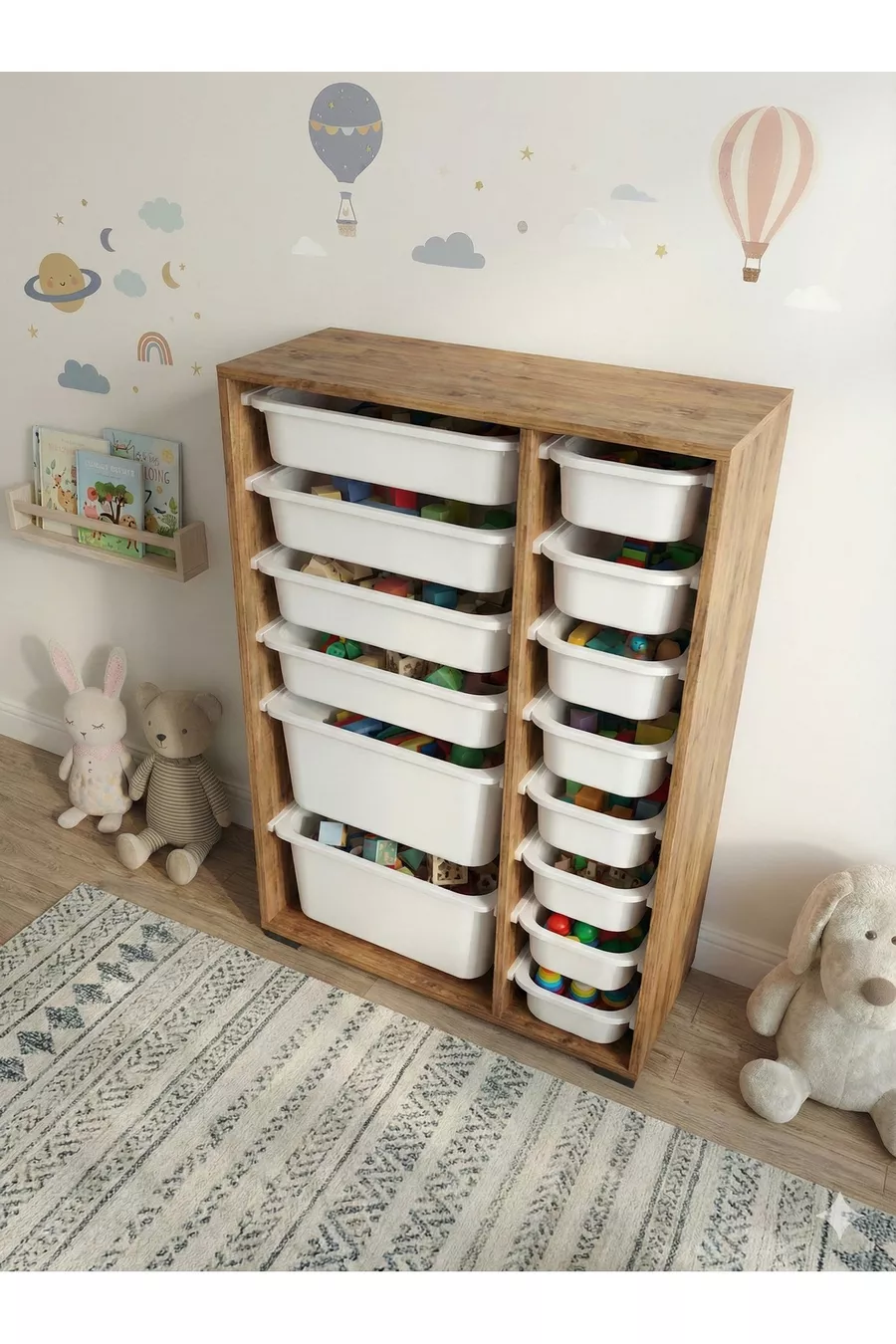Multi-Purpose Toy Cabinet with Drawers and Storage Unit – Kids' Room Organizer with Gift Tag