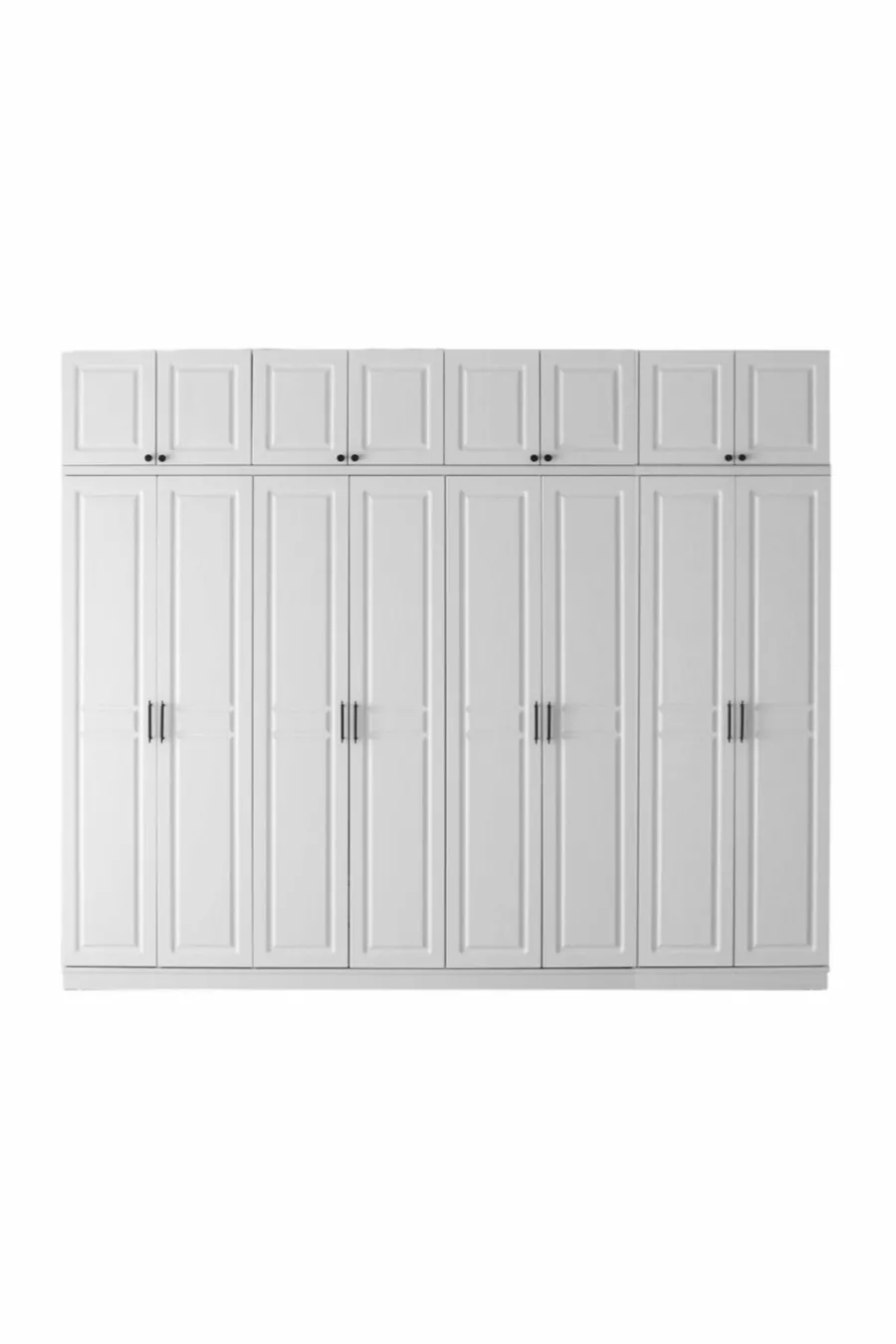 Armadio da abbigliamento bianco in MDF completo con 8 ante, scaffali e montaggio gratuito