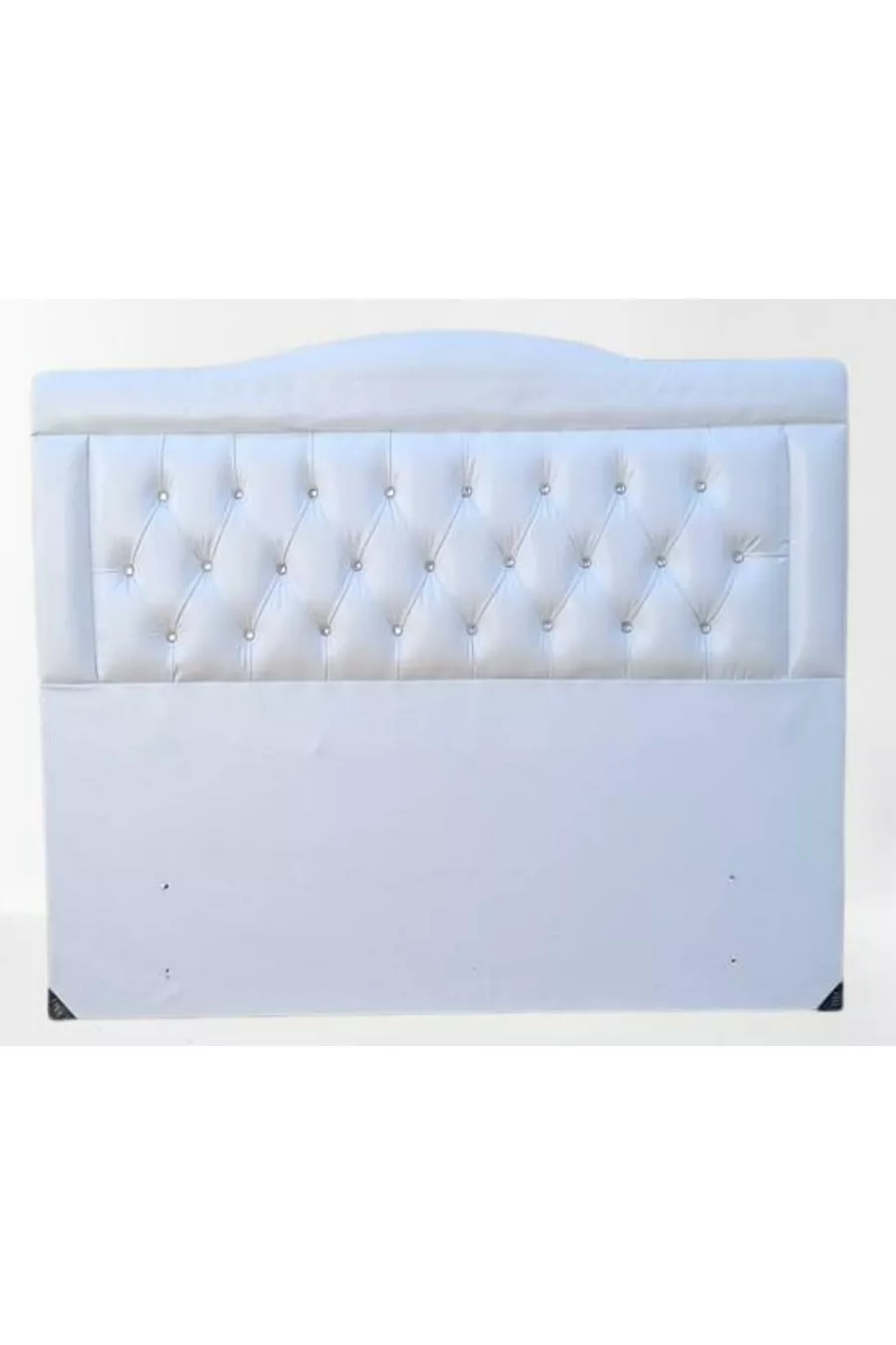 Titre Lit Double Modèle Cuir Synthétique Tissu Blanc Matelassé Rembourré Fait Main