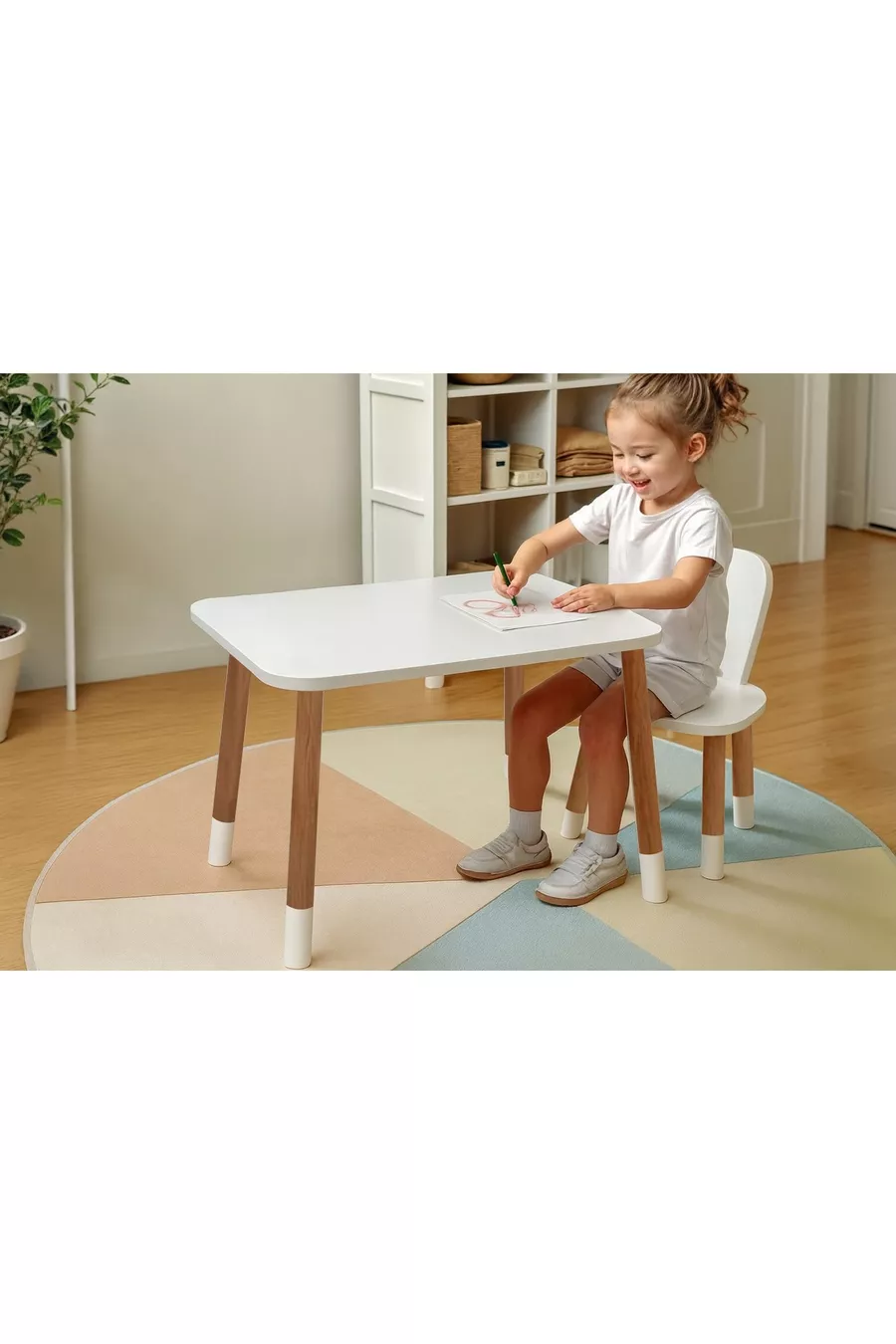 Table et chaise d'activité Montessori en bois, table et chaise Bunny, 1 chaise 1 table