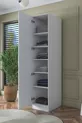 Rani  Kleiderschrank mit einer Tür und 5 Regalen Weiß
