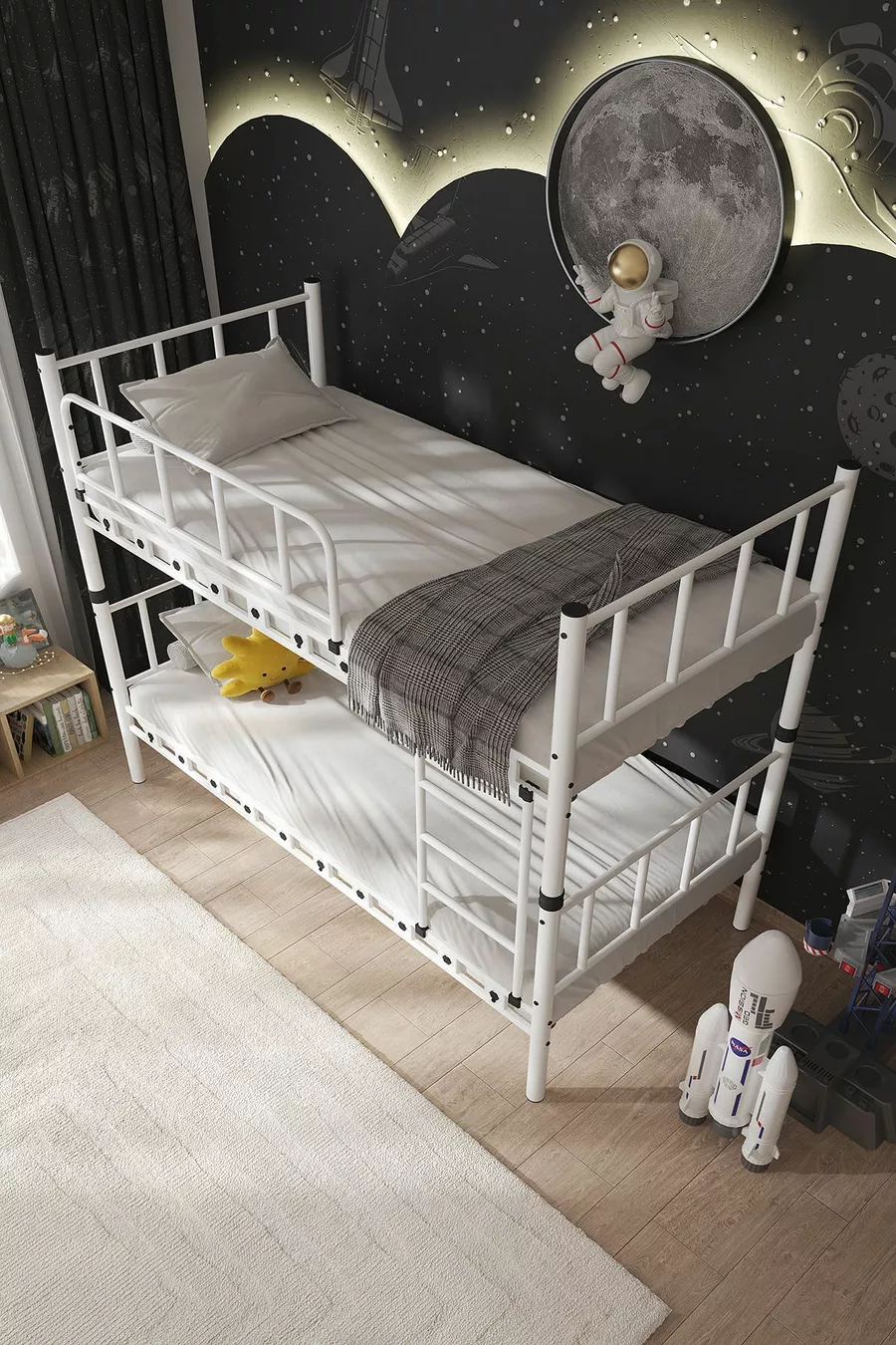 Zambak Kinderzimmer Metall-Etagenbett und Einzelbett Schwarz