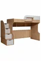 Lit superposé, Lit superposé Aura avec bureau et armoire à 3 portes, Noyer et blanc