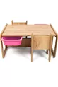 Table enfant pour 2 personnes – MDF Noyer - Rose avec tiroir