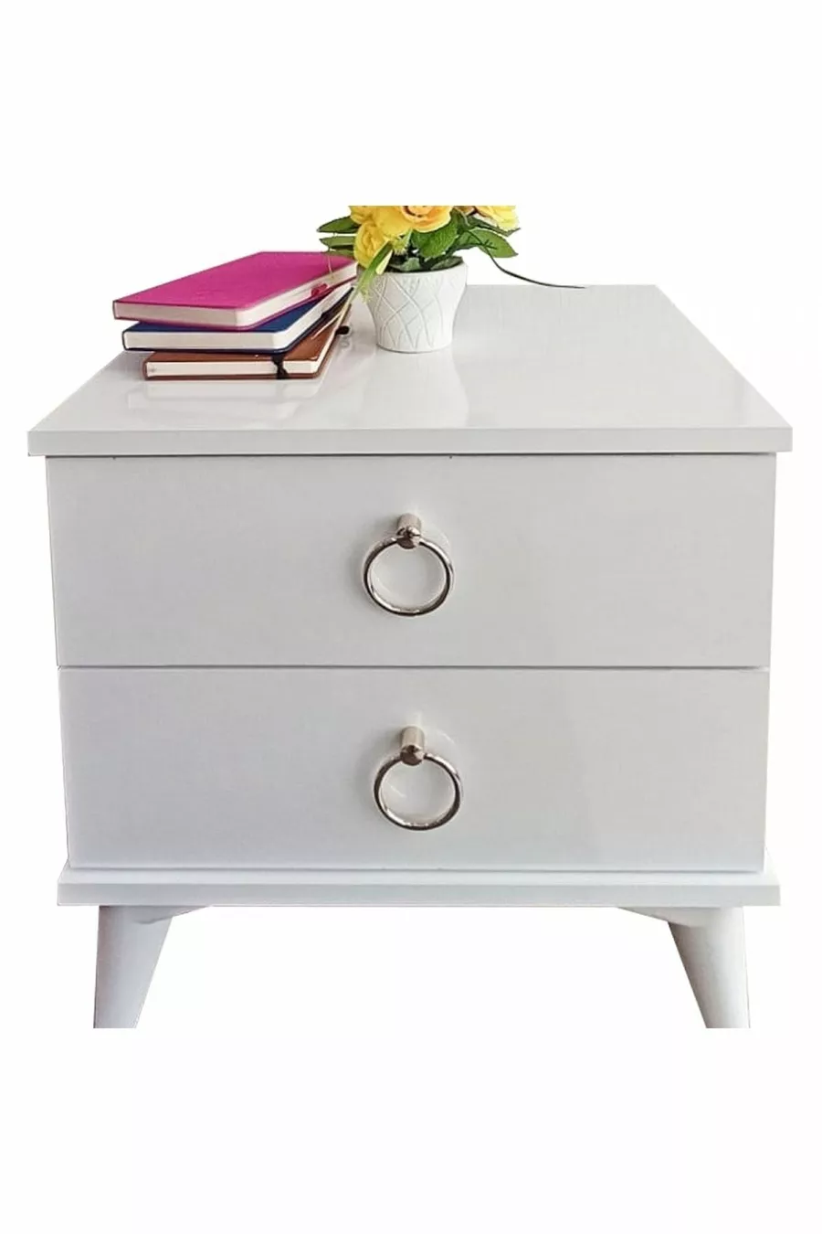 Table de chevet / Commode 2 tiroirs Argent / Chambre à coucher / Chambre d'adolescent / Chambre d'enfant / Chambre de bébé