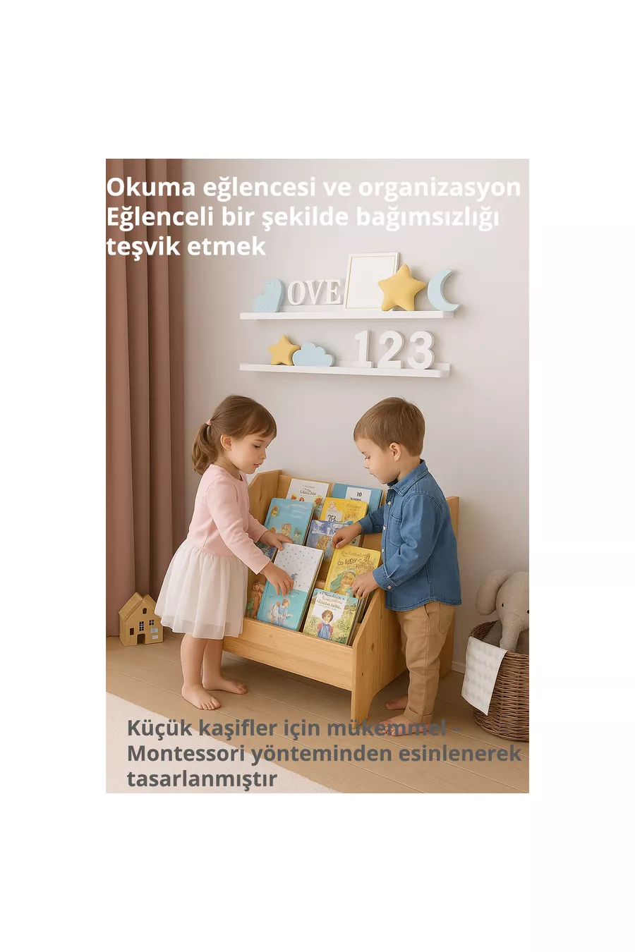 Bibliothèque à livres en bois Anka Montessori