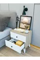 Nachttisch Cordoba Glänzend Weiß-Braun mit Schubladen Holz Nachttisch Schlafzimmer