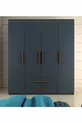  Perla Lux Armoire 4 Portes 2 Tiroirs Noyer-Anthracite Gris
