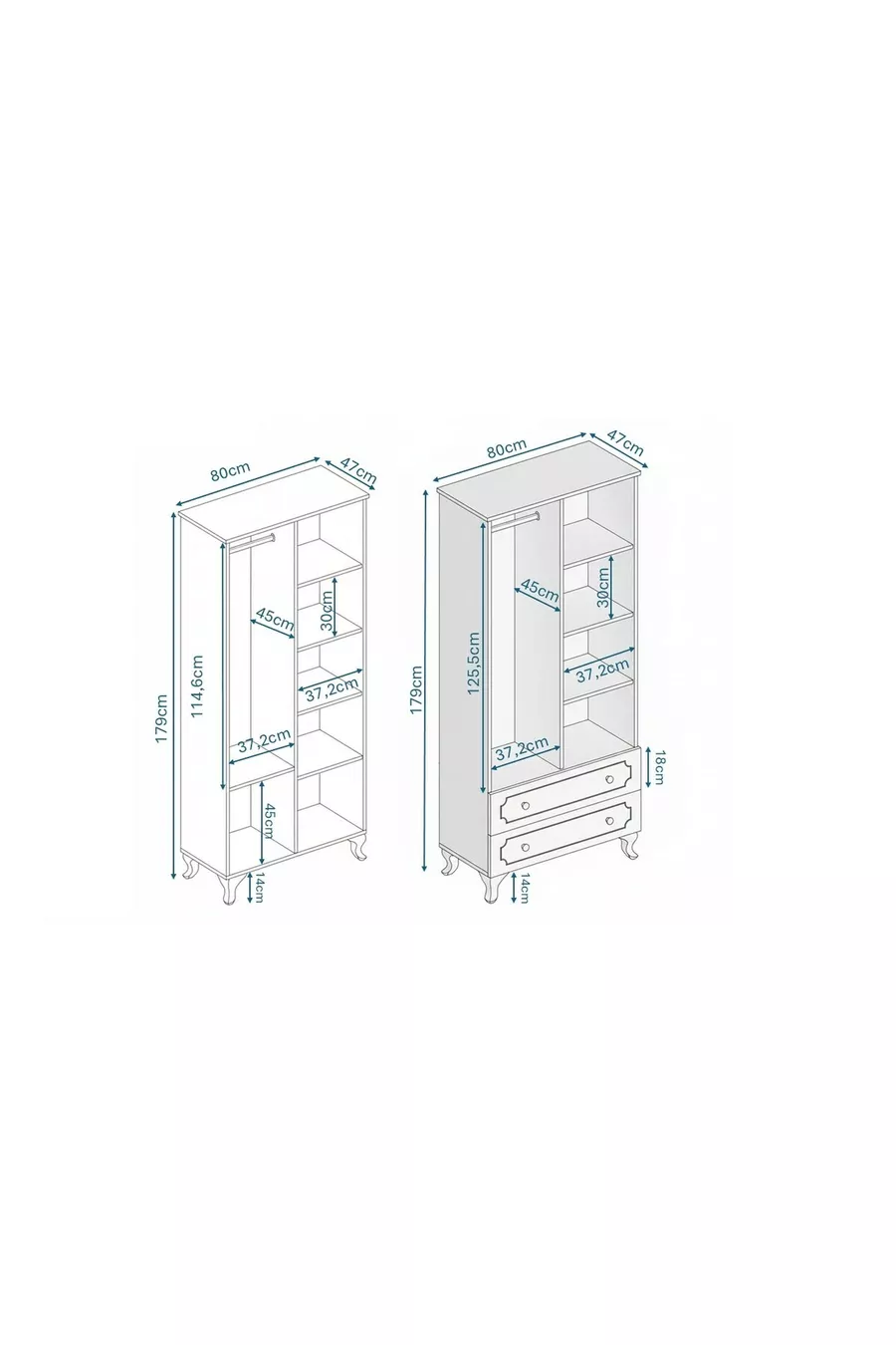 Armoire modulaire à 4 portes et 2 tiroirs, penderie - MDF de première qualité