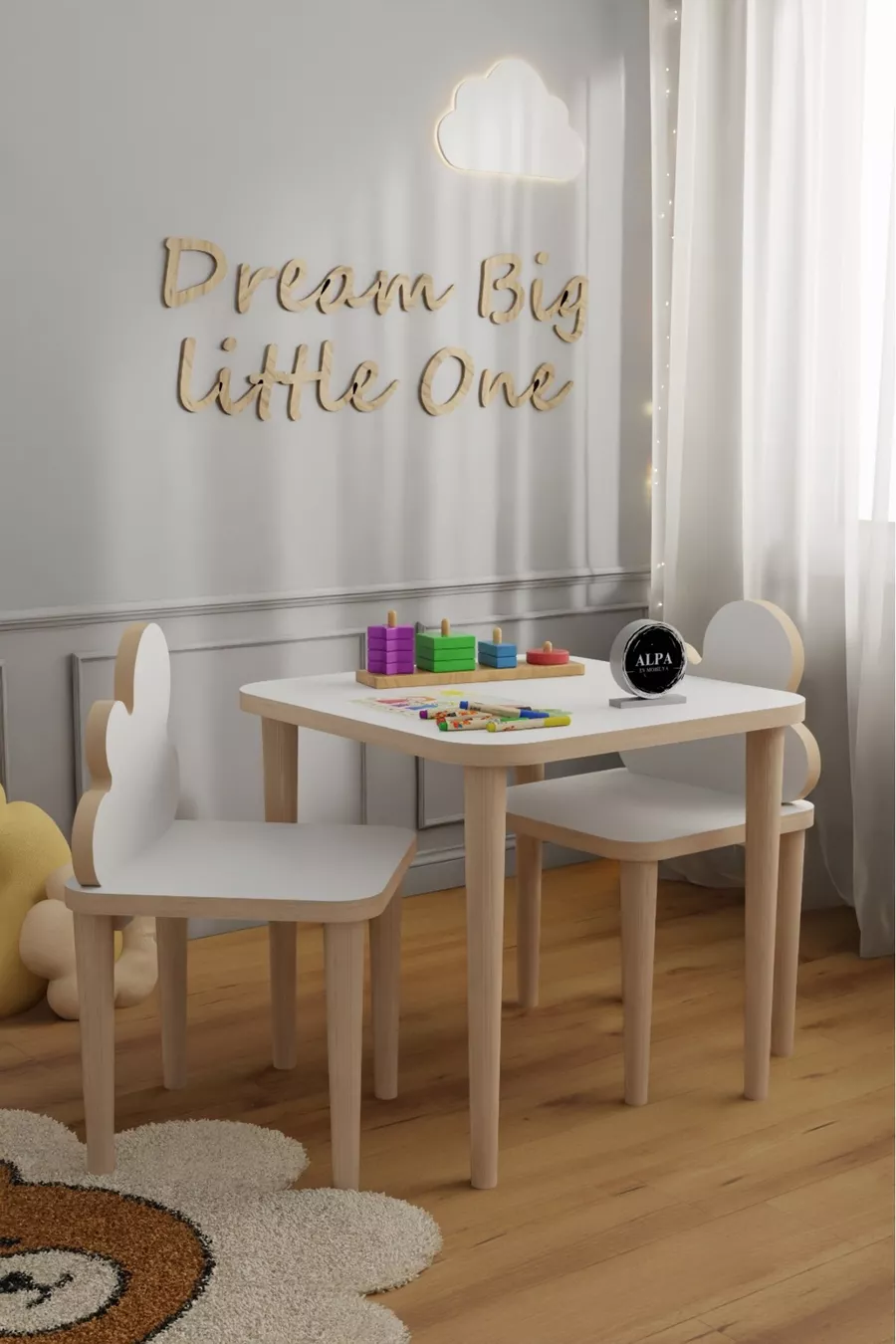Ensemble table et chaises pour enfants de 2 à 5 ans - Table de jeu et d'activités avec surface effaçable