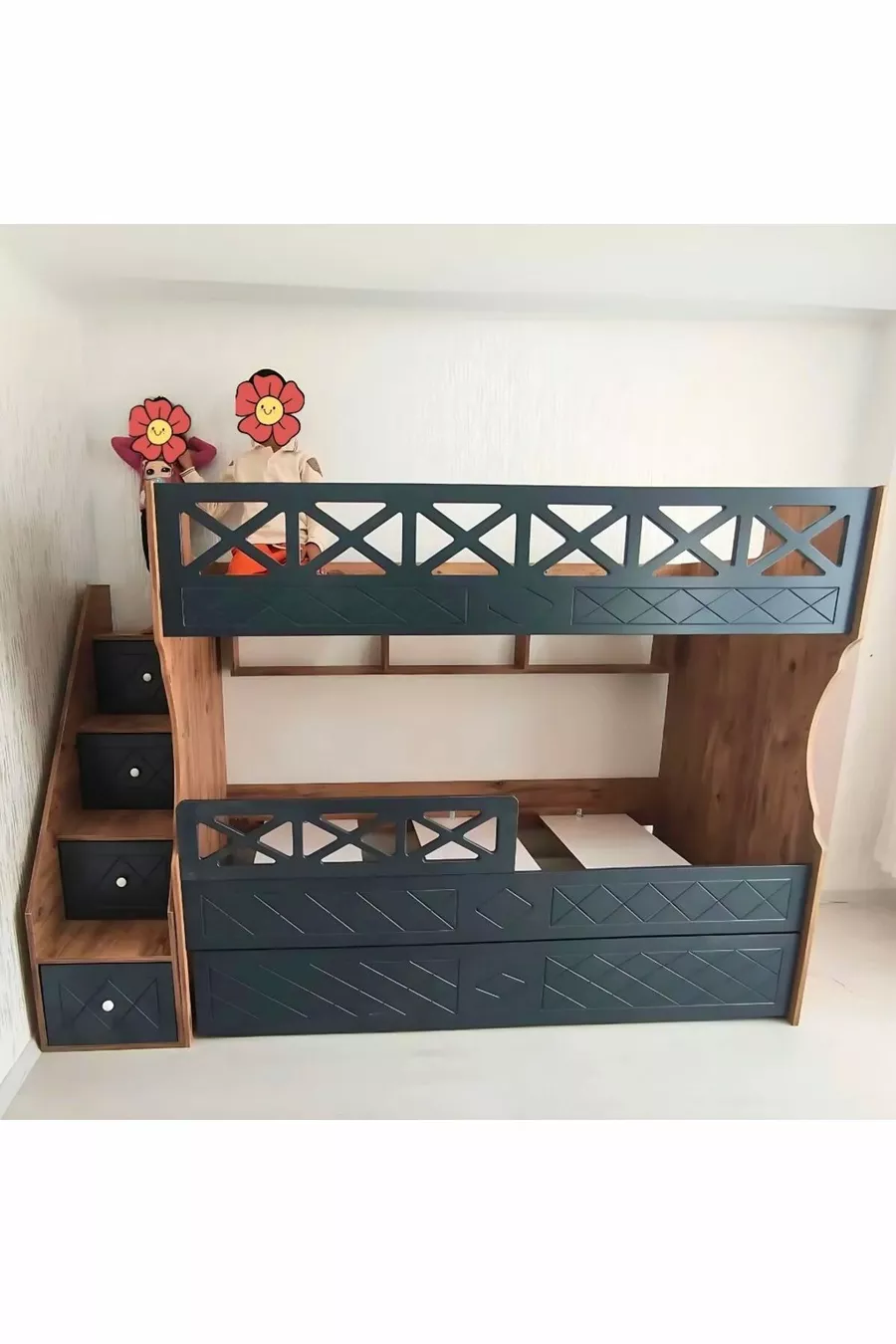 Lit superposé pour enfants modèle Atlantique Anthracite