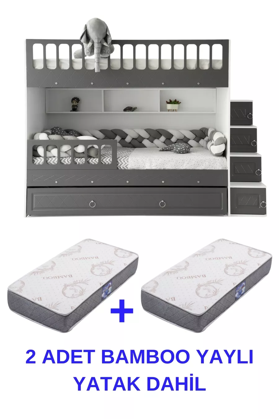 Zümrüt Ranza / Include 2 letti a soppalco con molle in bambù / % MDF