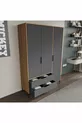 Armoire Aden 3 portes avec tiroirs, couleur anthracite complet, armoire à vêtements, armoire avec étagères