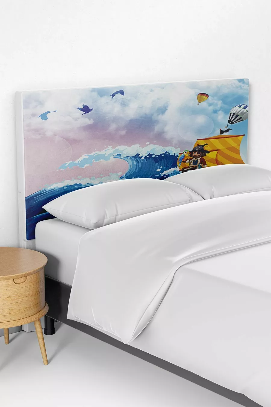 Housse de tête de lit pour lit coffre de chambre d'enfant avec motif de pirate marin