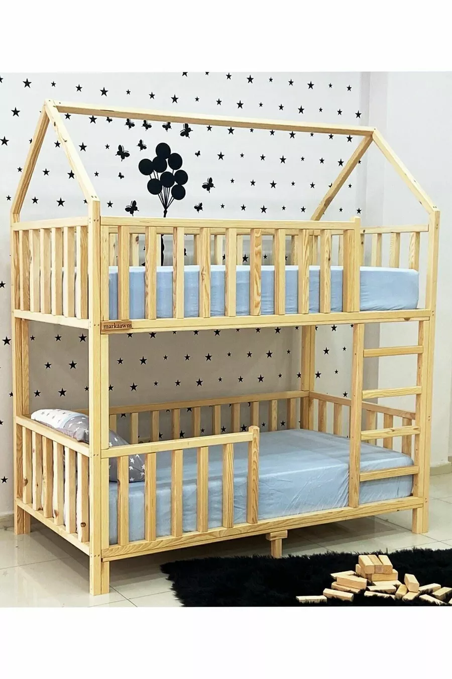 Markaawm Houten Montessori Stapelbed met Dak