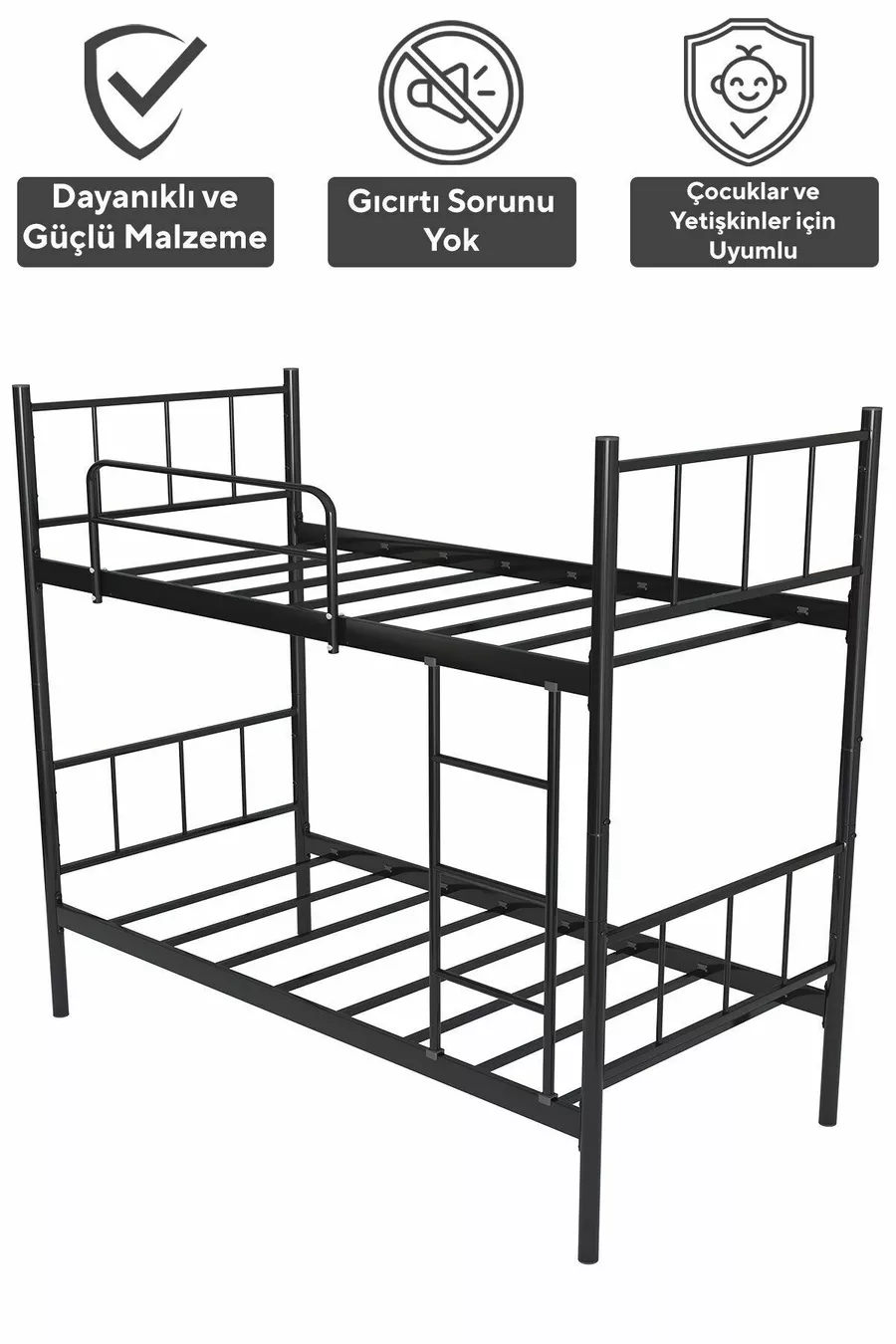 Tekno Ranza  Yatak Uyumlu Siyah Ayrılabilir Metal Ranza Karyola