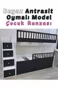 Letto a castello per bambini modello intagliato Bianco Antracite