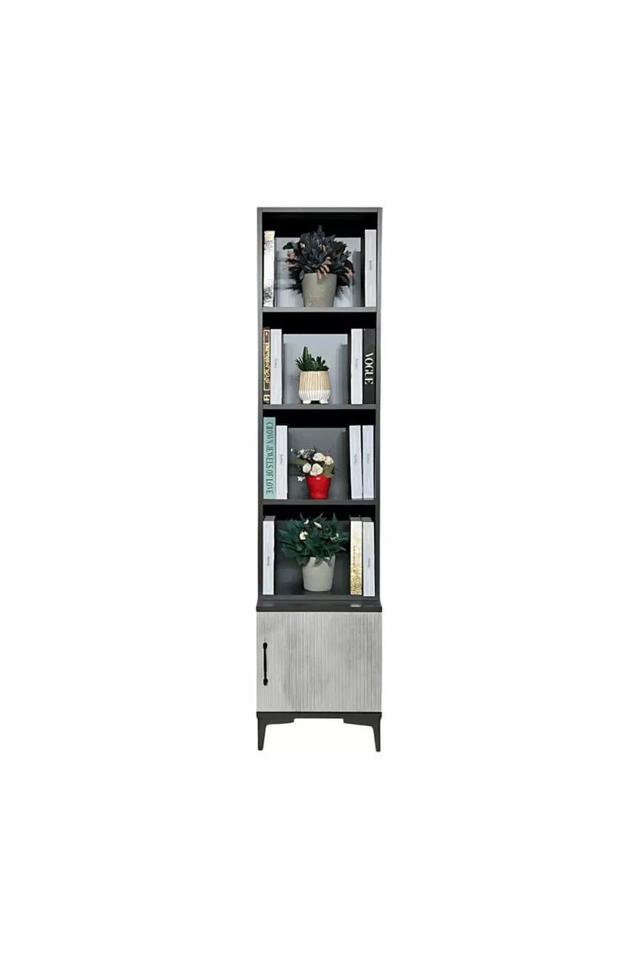 Ensemble Commode d'angle et Bibliothèque Poyraz | Qualité MDF de première classe | Portes revêtues REHAU | Pieds en bois