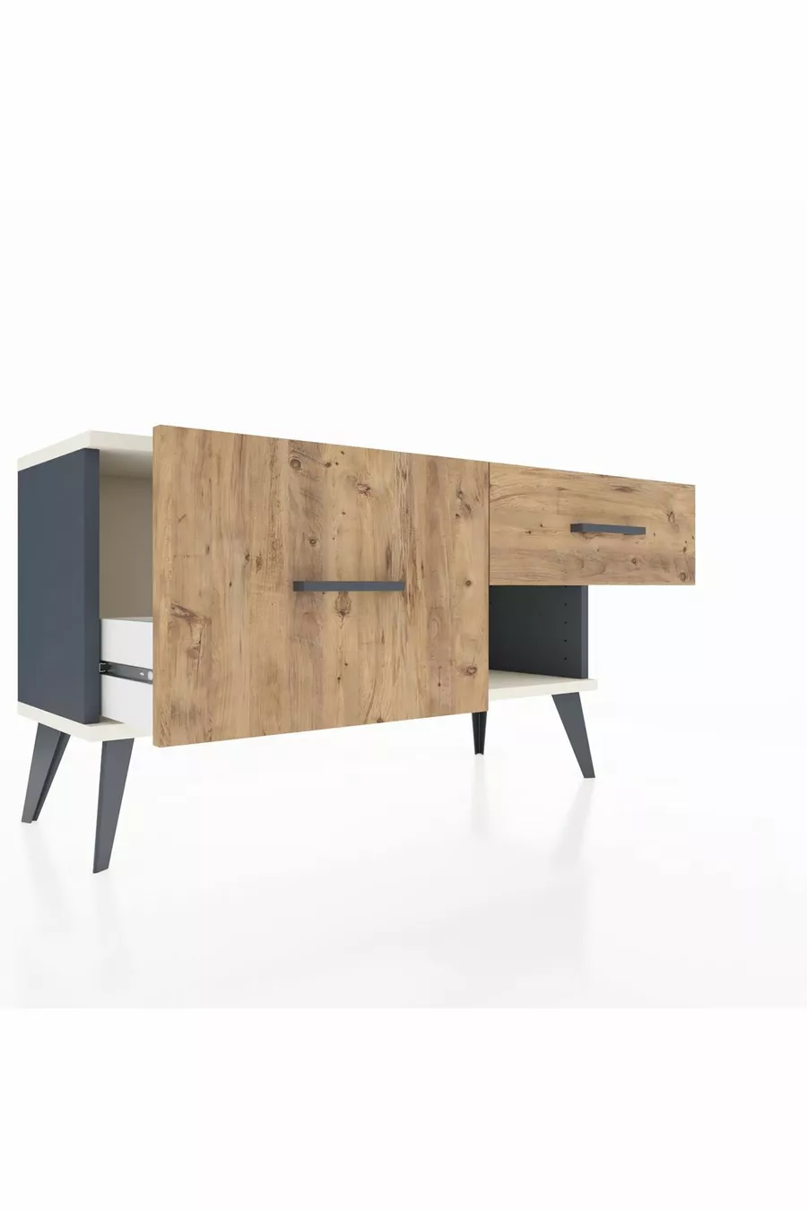 Arges Kommode 2 Schubladen Anthrazit-Stein/Pinie