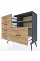 Commode Arges 2 étagères 5 tiroirs Anthracite-Pin