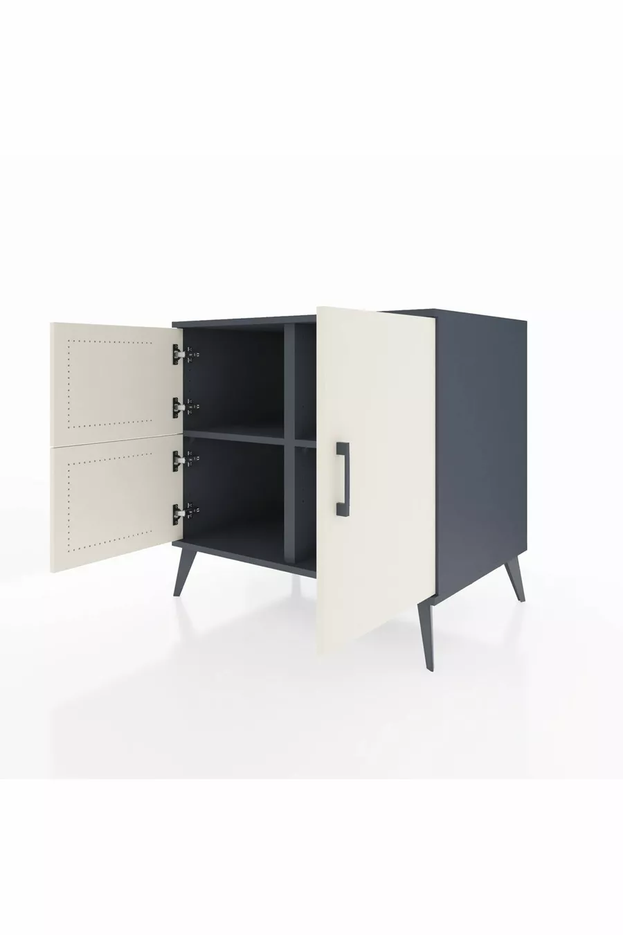 Kronos Kommode 2 Regalfächer 3 Türen Anthrazit-Stein/Anthrazit
