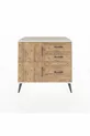 Commode Hyperion à une étagère, 3 tiroirs et 2 portes, Pierre de lune-Pin
