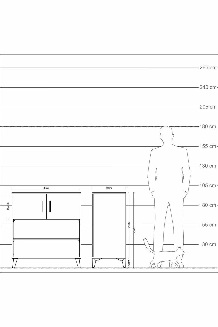 Kronos Dressoir 3 Planken 2 Deuren Antraciet-Groen