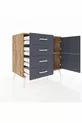 Commode Hyperion à une étagère, 4 tiroirs, 2 portes, pin-anthracite