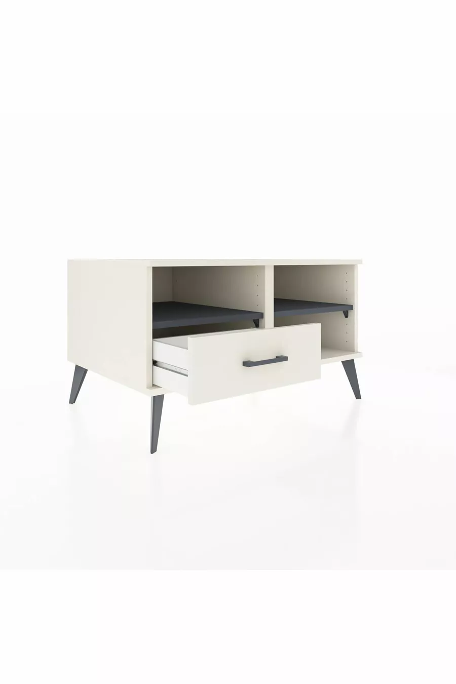 Commode Kronos 2 étagères 1 tiroir Pierre de lune-Anthracite/Pierre de lune