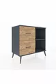 Commode Hyperion à une étagère et 2 tiroirs Anthracite-Anthracite/Sapin