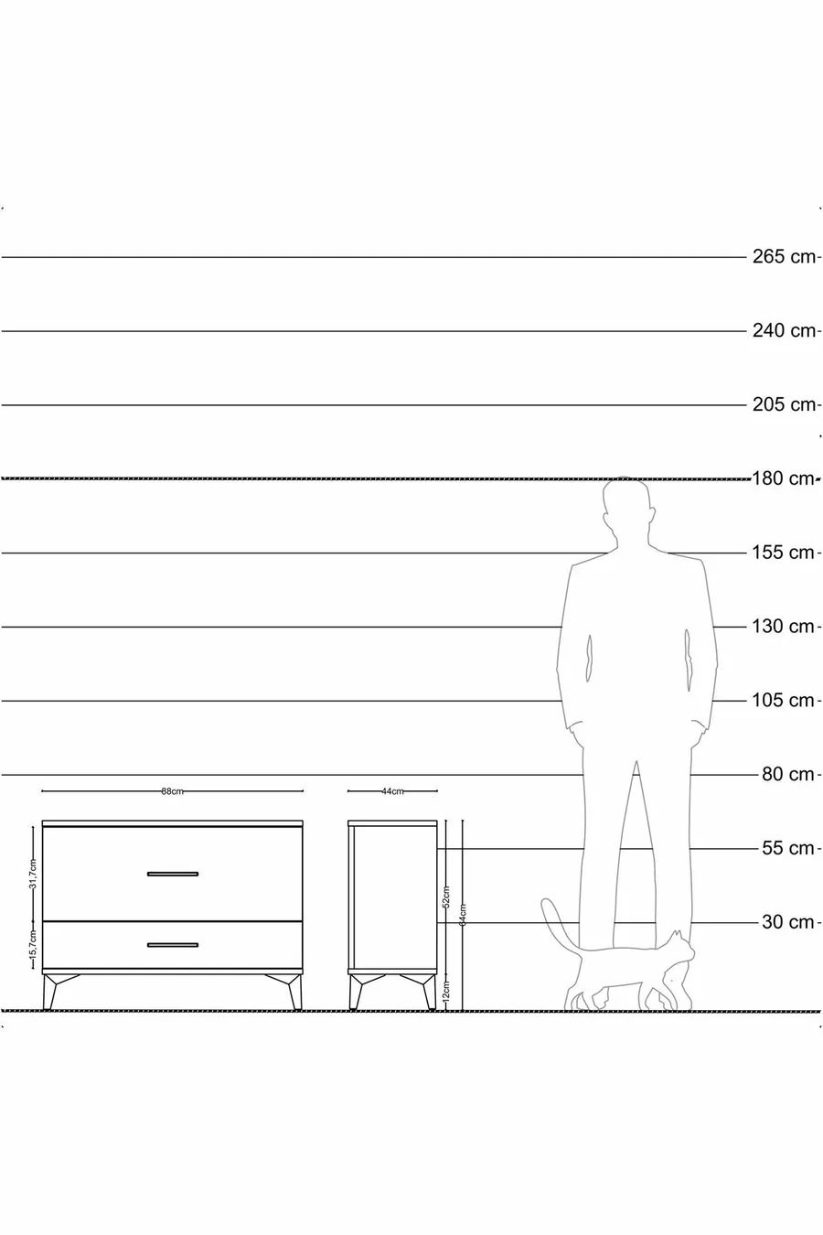 Hyperion Dressoir 2 Lade Den-Houtsteen