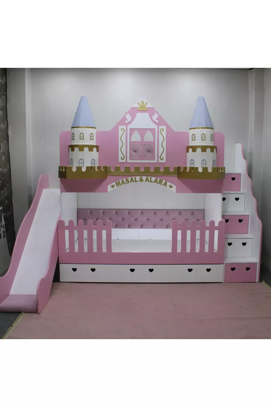 LETTO A CASTELLO CON SCIVOLO E LETTINO PER BAMBINI