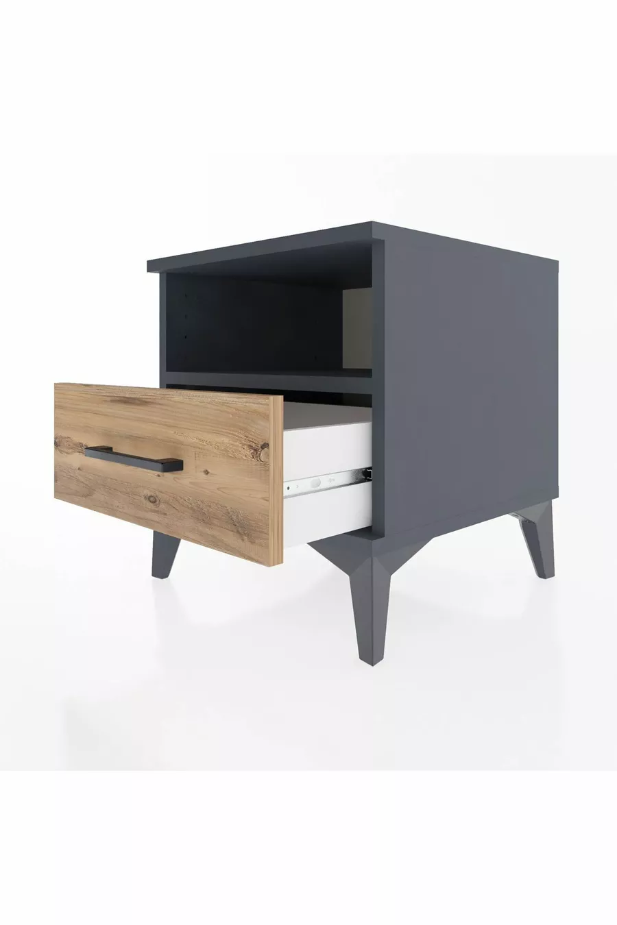 Commode Hyperion à une étagère et un tiroir Anthracite-Pin