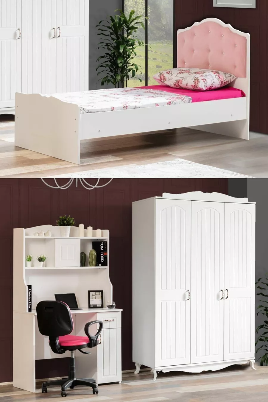Water-themed Youth Room - 3-Door Wardrobe, Bed, Desk