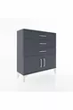 Commode Arges à une étagère, 3 tiroirs et 2 portes, Anthracite-Anthracite