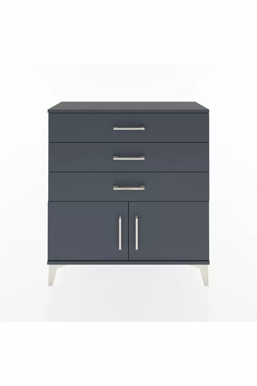Commode Arges à une étagère, 3 tiroirs et 2 portes, Anthracite-Anthracite