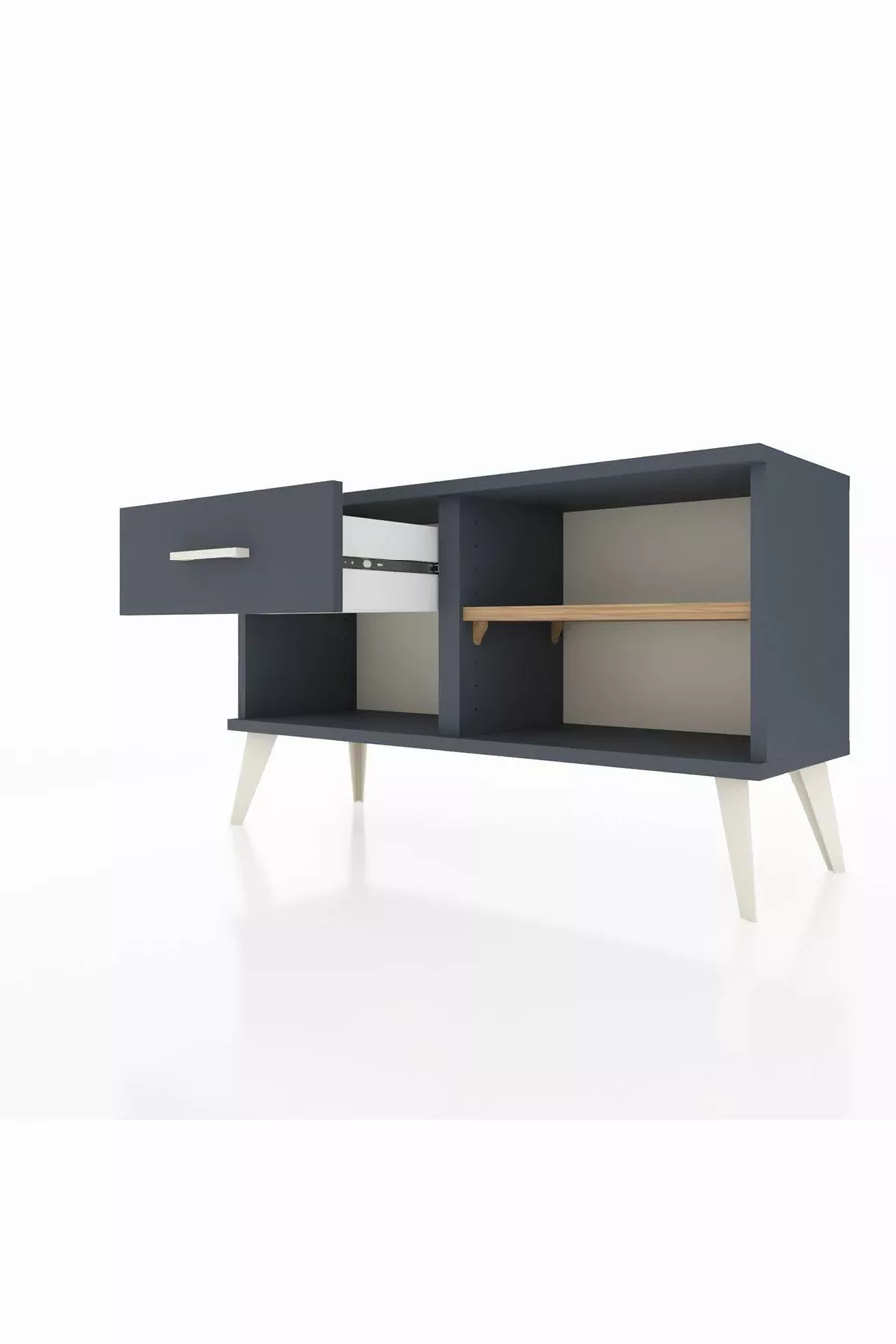 Commode Arges à une étagère et un tiroir Anthracite-Pin/Anthracite