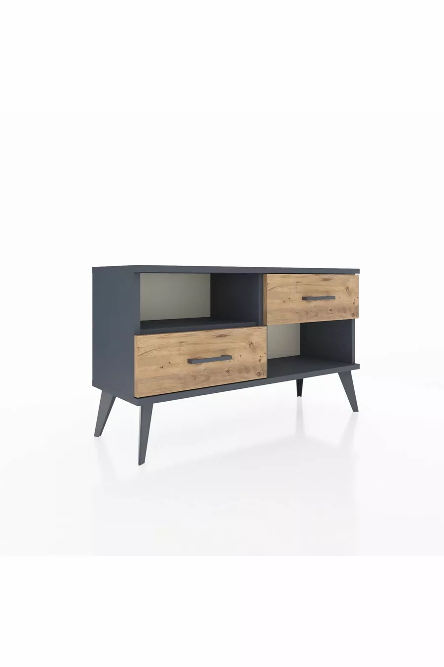 Comò Arges con Un Ripiano e 2 Cassetti Antracite-Antracite/Pino